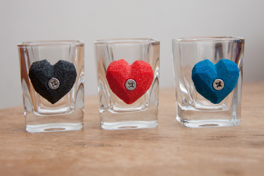 Geometric Heart Shaped Climbing Hold Shot Glass, Gift For Climbers From An Original & Genuine Handmade