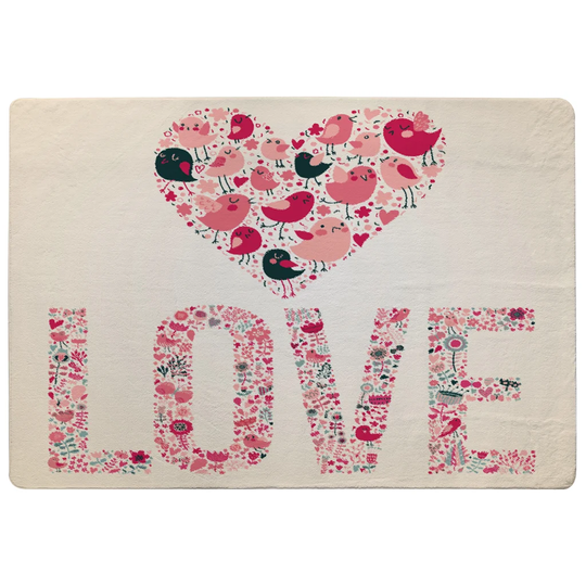 Hewitt Love Hearts Designer Shaggy Cream/Pink Rug
