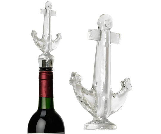 Anchor Wine Bottle Stopper - Glass Shaped Nautical Decorations/Decor For Home Bar Boating Themed Gift