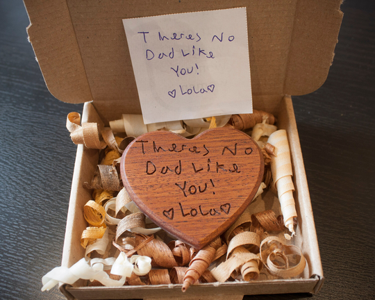 Message To Dad Wooden Heart Fridge Magnet Personalised Handwriting Custom Made in The UK Gift Oak Ash Mahogany