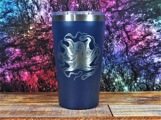 Octopus Etched Tumbler - 12Oz 16Oz 20Oz 32Oz 30Oz Insulated Stainless Steel Vintage Design