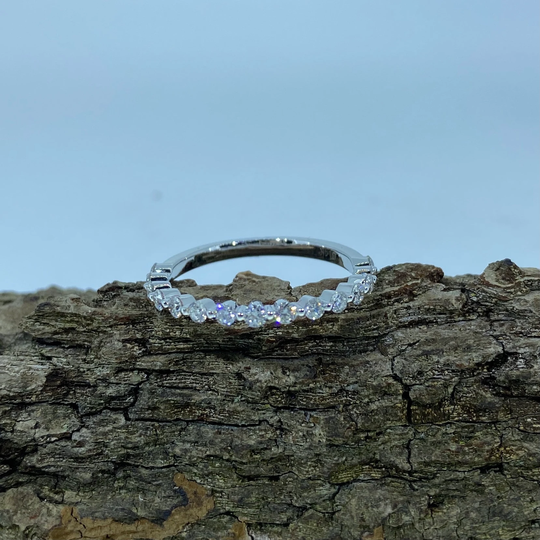 0.42 Carats Natural Diamond Si1 G-H 14K White Gold Wedding Band/ Modern Style Half Eternity Ring | B07
