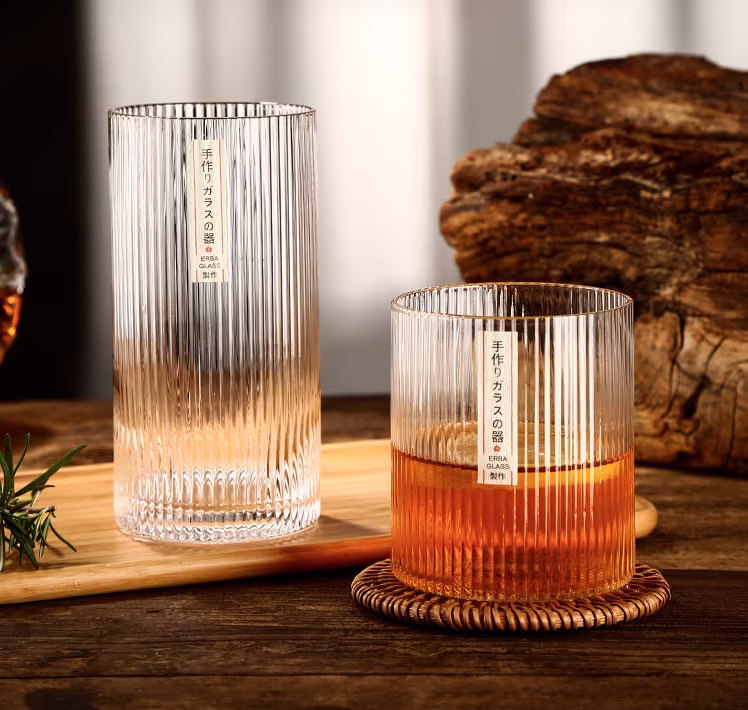 Set Of 4 | Japanese Style Handmade Whisky Glasses Old Fashioned Water Traditional Cocktail | Sticker Not Included