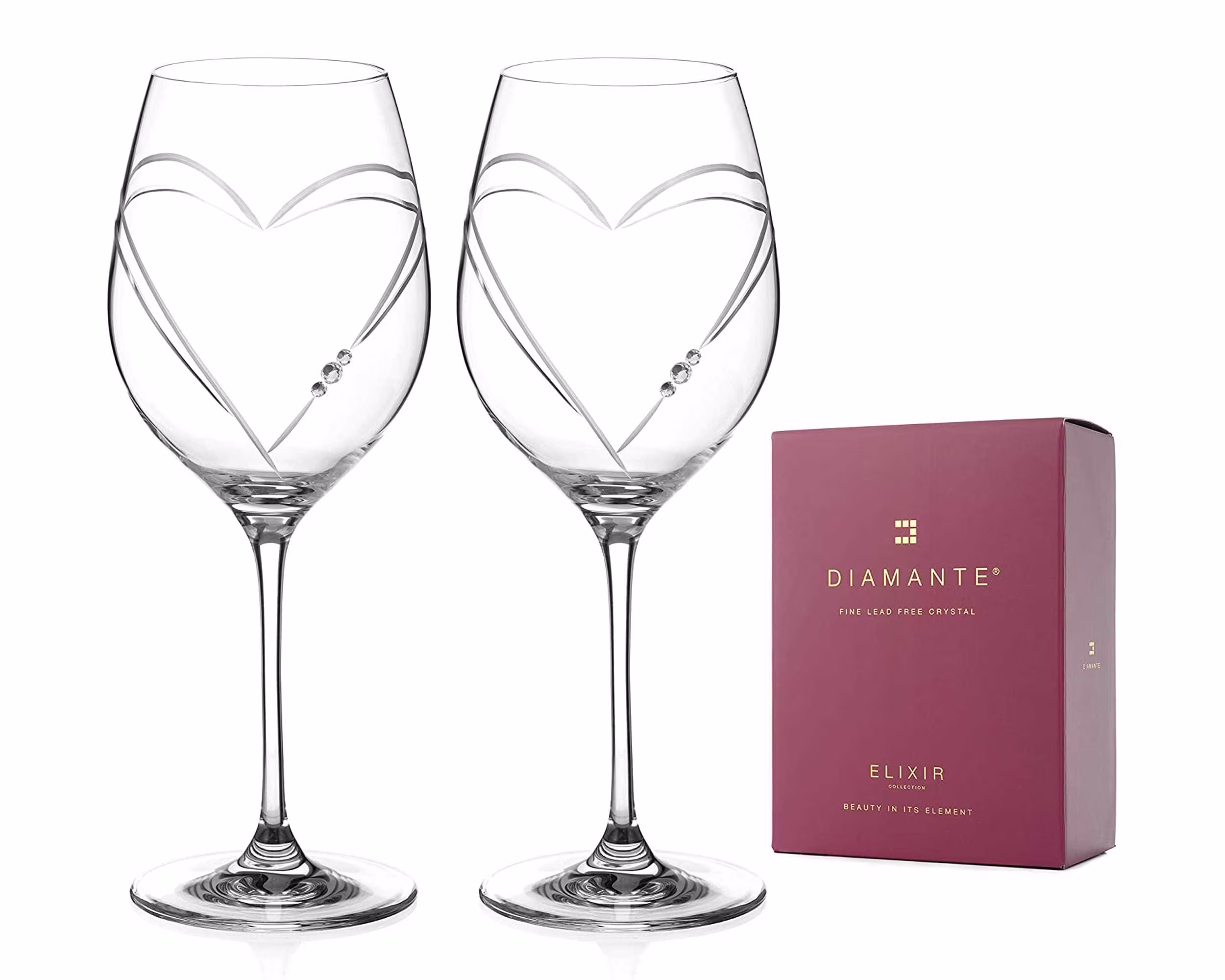 Diamante Red Wine Glasses Pair -