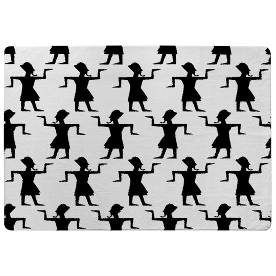 Kidd Egyptian Tribal Art Shaggy White/Black Rug