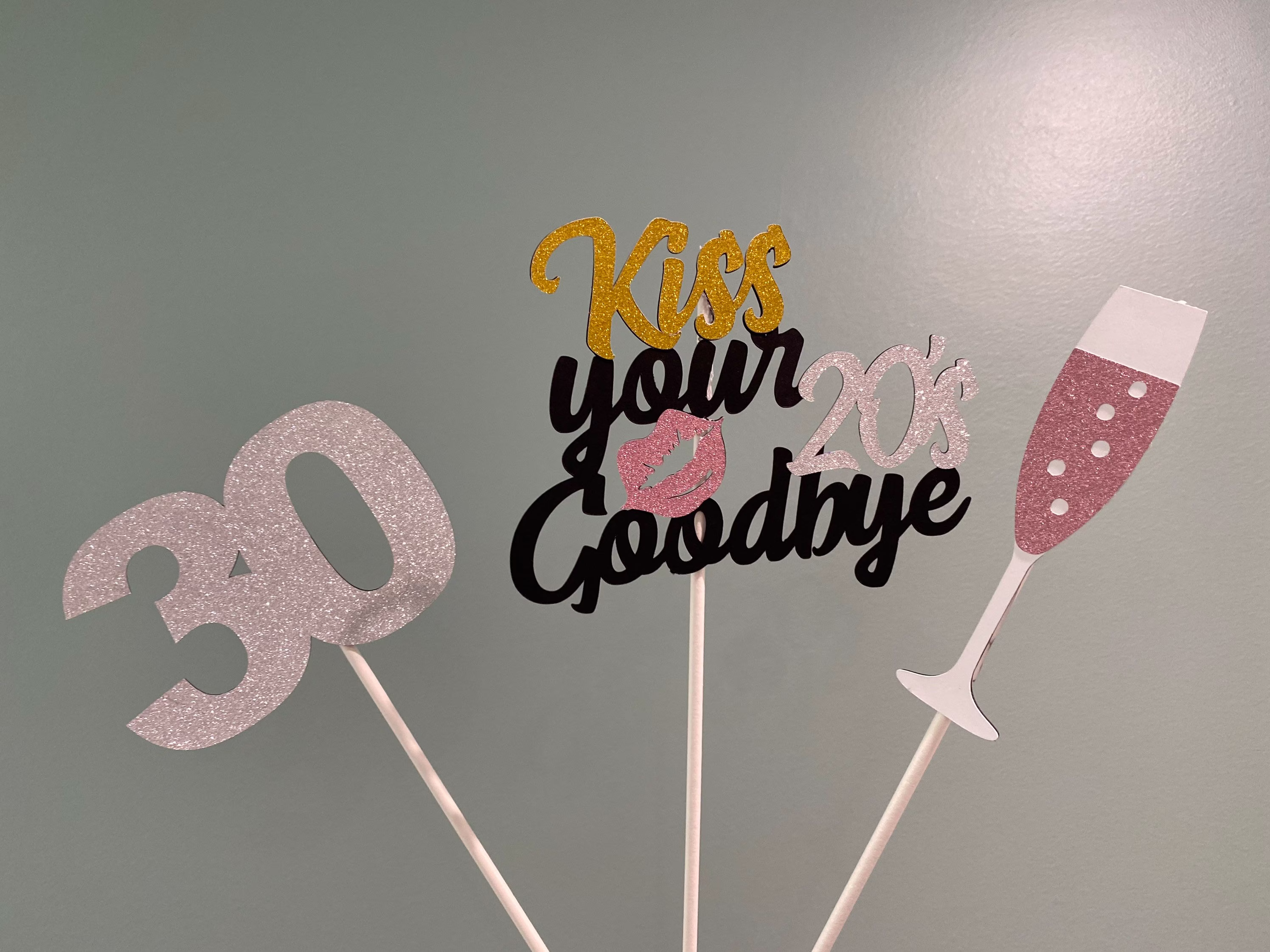 3 Piece 30Th Birthday Centerpiece/Kiss Your 20's Goodbye
