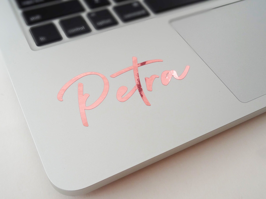 Laptop Decal, Glass Sticker, Water Battle Personalised, Wedding Favour, Name Sticker Cards, Vinyl Calligraphy, Handwritten
