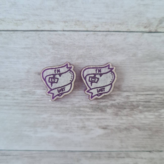 stud Earrings Mold, 15mm I'm Lost Heart Resin Valentines Love Flexible Silicone Polymer Clay Supplies