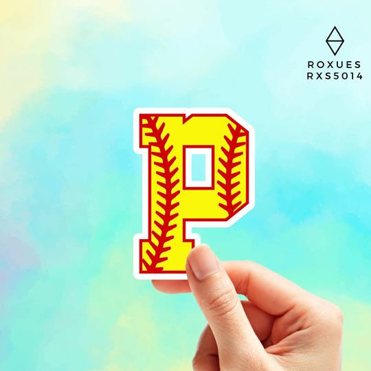 Softball Letter P Sticker, Water Bottle Laptop Name Stickers, Macbook Macbook Decal