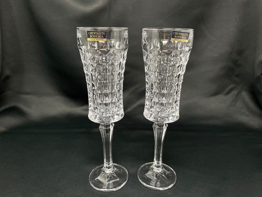 Set Of 6 Champagne Flute Crystal Glass, Wine Water Glasses 4 Oz/120 Ml, Wedding Glasses, Bohemia Czech Glass, Gift