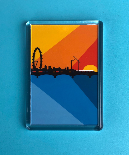 Waterloo Sunset - London Travel Poster Style Fridge Magnet By Rebecca Pymar
