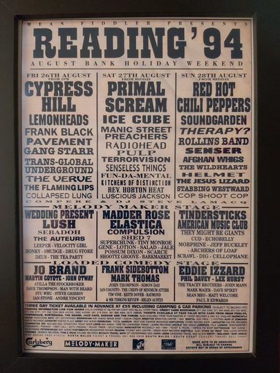 Reading Festival 1994 Line-Up - Cypress Hill Primal Scream Ice Cube Red Hot Chili Peppers Souvenir Print