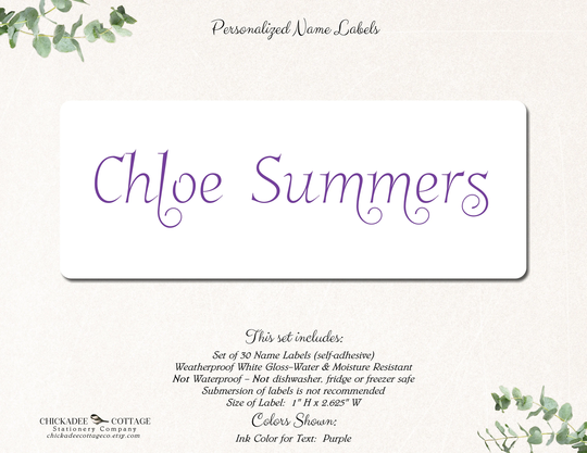 School Supply Labels For Girls, Name Stickers, Personalized Labels, Supplies Back To Gift Custom Curly Cue