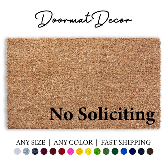 No Soliciting Doormat, Sign, Business Logo Door Mat, Entryway Outdoor Welcome Custom Personalized Doormat Rug