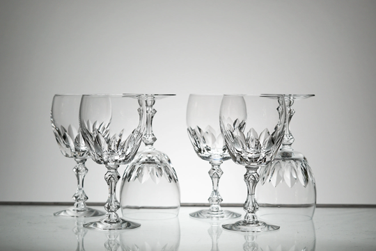 Vintage Crystal Glass Set Of 6, Vtg Cocktail Set, Holiday Party New Years Eve, Stemware, Anniversary Gift Or Wedding