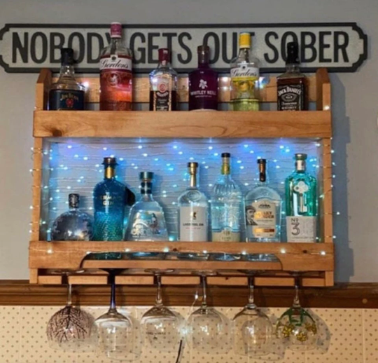 Premium Wall Mounted Solid Pine Handcrafted Drinks Rack Bar Please See Louise Review