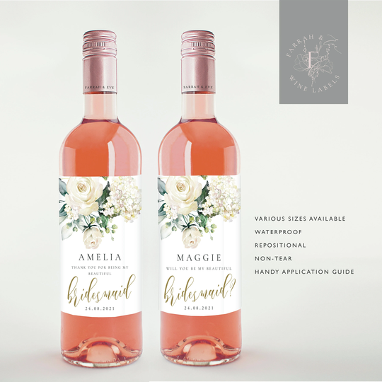 Will You Be Wine Bottle Labels | Bridesmaid Thank Gift Labels| Proposal Custom Fewl06B