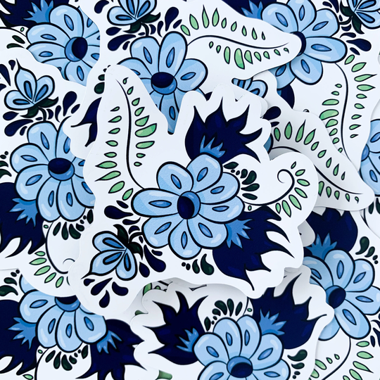 Dutch Floral Magnet - Delft Style