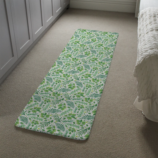 Leone Mixed Leaves Designer Shaggy Green Rug