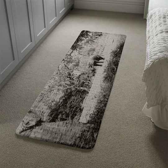 Manders Elephant Jungle Designer Shaggy Black/White Rug