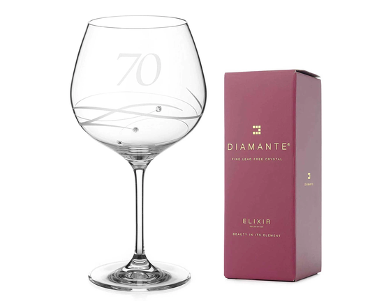 70Th Birthday Gin Glass Adorned With Swarovski Crystals - Single