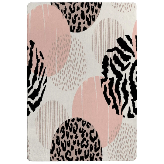 Roland Circles Designer Shaggy Ivory/Black/Pink Rug