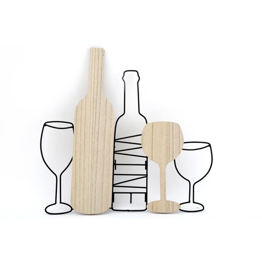 Wine Bottle & Glasses Wall Décor