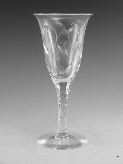 Tudor Crystal - Des. C Farquharson Leaf Cut Wine Glass/Glasses 6
