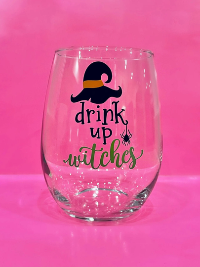 Drink Up Witches Wine Glass