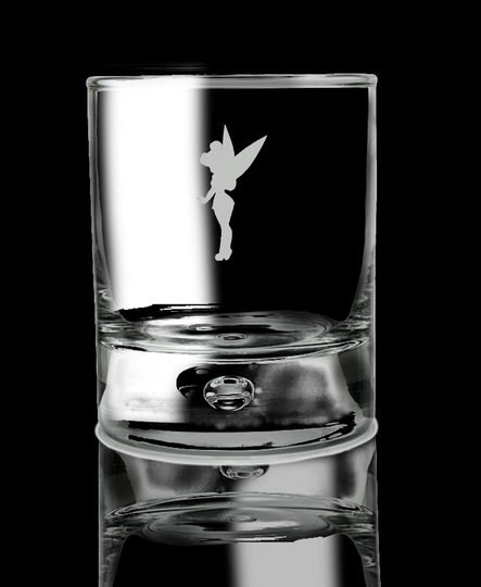 Tinkerbell Fairy Personalised Personalised Whiskey Glass. Hand Etched Gift Bartender.39