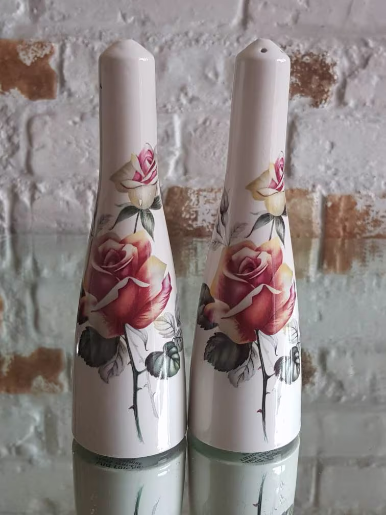 Vintage Chintzy Salt & Pepper Shakers Old Foley James Kent - 6