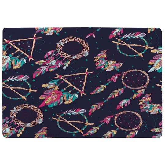 Donnelly Pattern with Different Dream Catcher Amulet Designer Shaggy Black/Pink/Taupe Rug