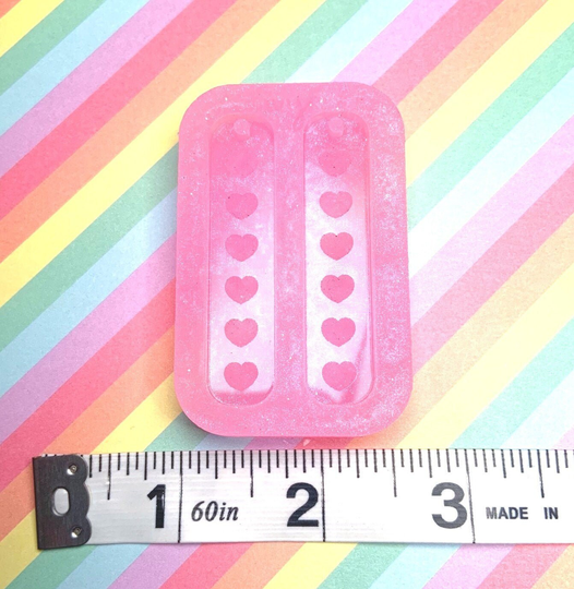 Hearts Drop Earring Cute Kawaii Silicone Mold - Made To Order