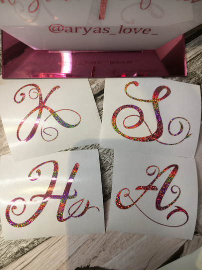 Initial Monogram Vinyl Sticker in Style 2. Gift Box, Wedding Bride, School, Water Bottle, Tumbler, Glass, Window, Laptop, Party Labels, Tags