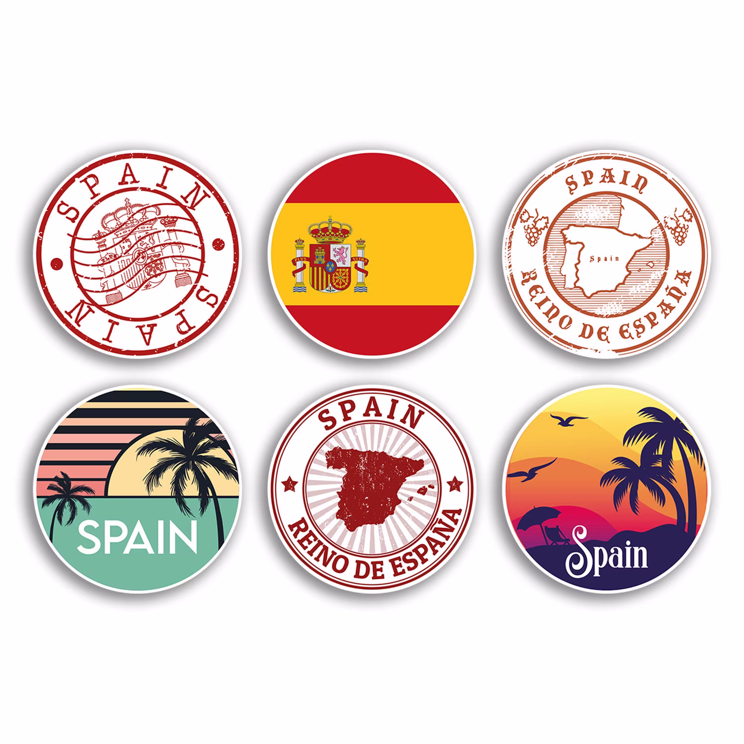 6 X 10cm Spain Vinyl Stickers - Spanish Country City Travel Map Flag Holiday Luggage Men Women Boys Girls Design Gift #78851