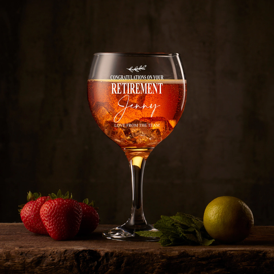 Personalised Retirement Gin & Tonic Or Cocktail Glass With Name Gift Boxed
