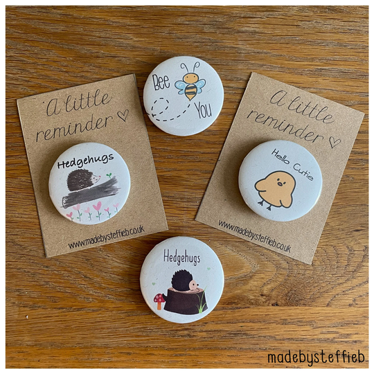 Hedgehugs, Be You, Hedgehogs Gift, Baby Chick, Cutie, Fridge Magnet, Positive Affirmations, Friendship Button Pins Badges 44mm Set 30