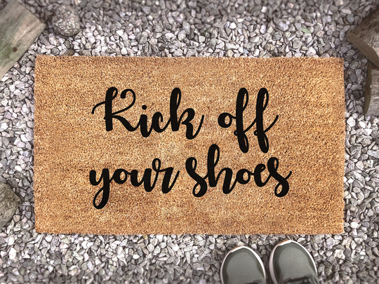 Kick Off Your Shoes - Custom Coir Welcome Doormat Home Decor Housewarming Gift