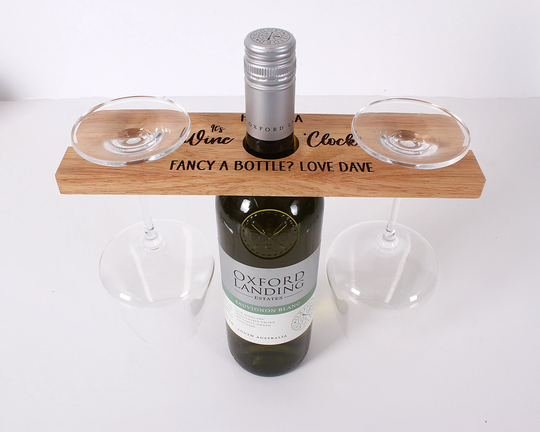 Personalised Wine Butler, Wooden Bottle & Glass Holder. Ideal Gift For Couples, Anniversary, Wedding