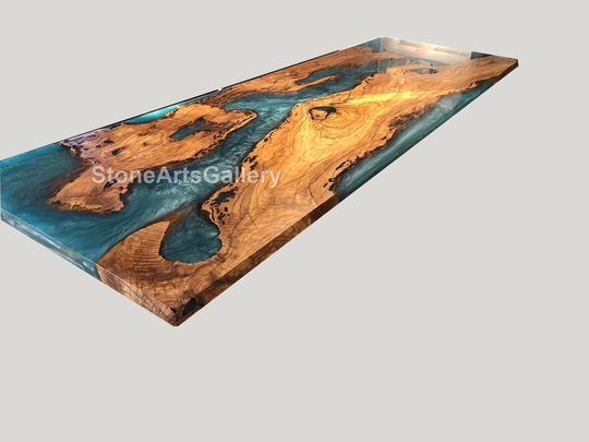 Epoxy Solid Wood River Table | Dining Ocean Wooden Bar Table| Handmade Resin Coffee