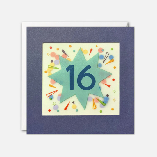 Age 16 Star Birthday Card With Paper Confetti - Shakies By James Ellis