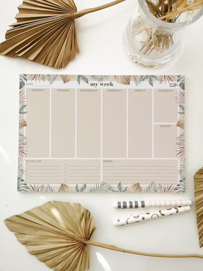 A4 Weekly Planner, Tropical, Notepad, To Do List, Desk Pad, Organiser, Teacher Gift, Week Tropical Gift, Boho Decor, Student
