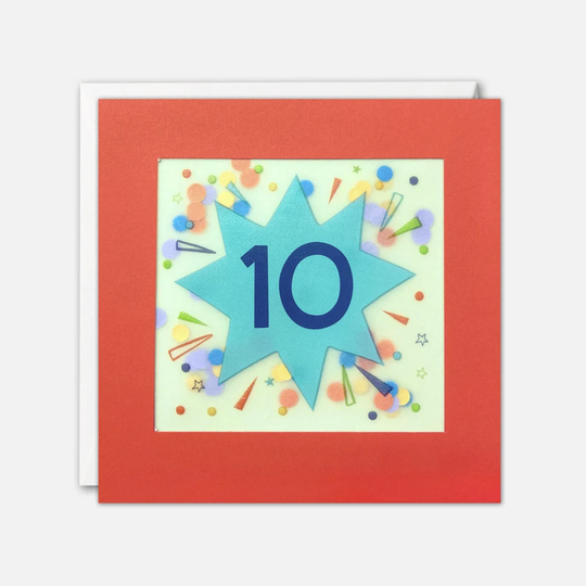 Age 10 Star Birthday Card With Paper Confetti - Shakies By James Ellis