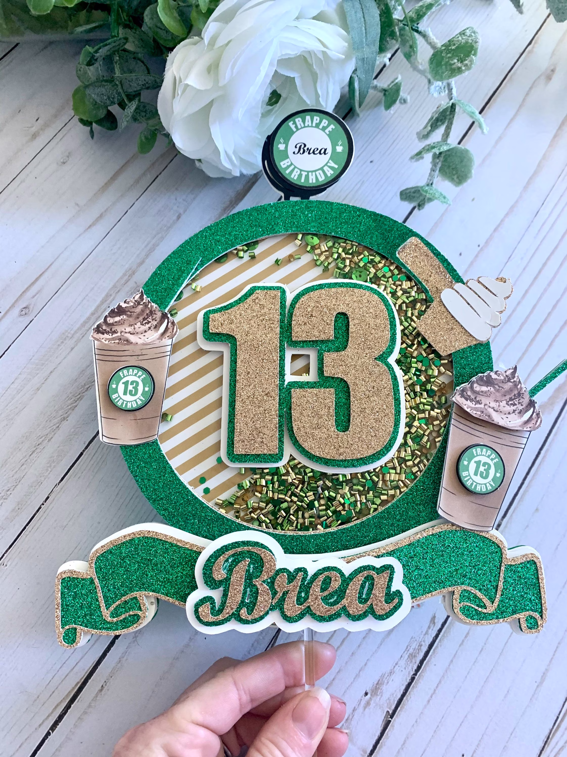 Frappy Birthday, Frappuccino Cake Topper, Frappe Birthday Theme, Coffee House Party, Baby Brewing Starbucks Inspired Cake Topper