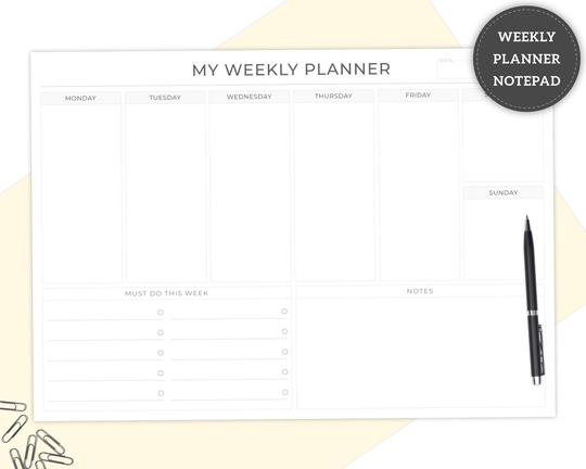 Personalised Weekly Planner Notepad, Desk Pad Agenda, A4 Or A5 Tearable Pad, Daily Day Organiser, To Do Schedule, Printed