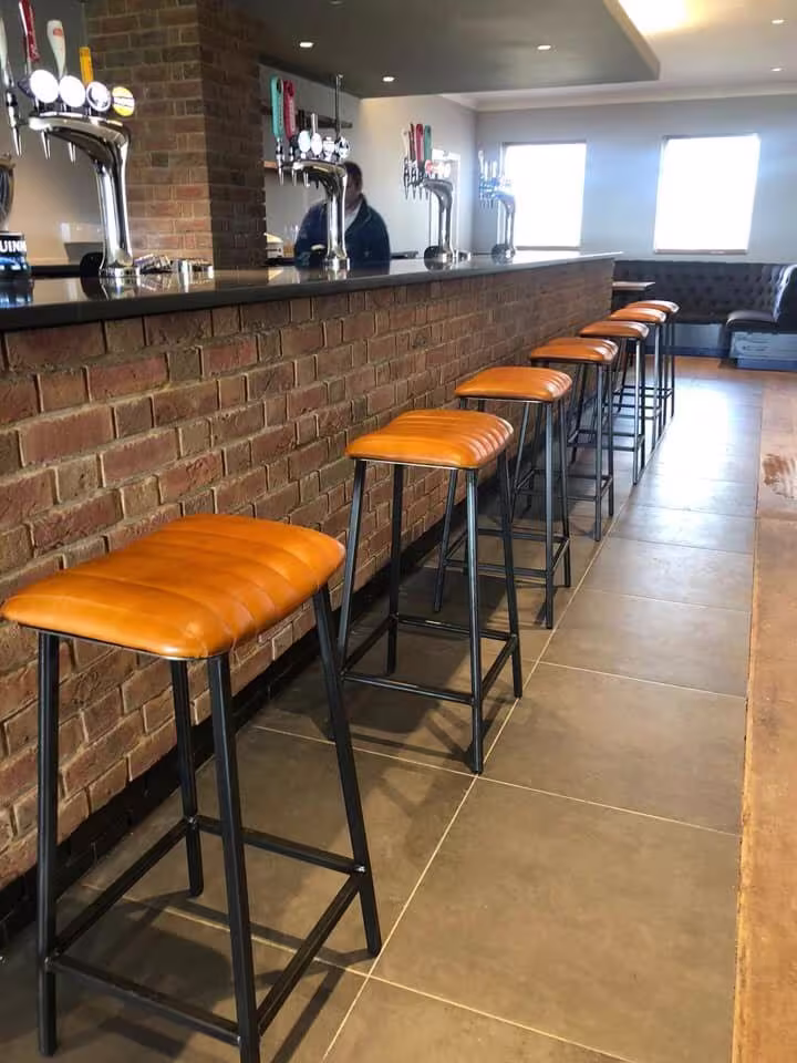 Industrial Leather Bar/Kitchen Stool With Curved Seat