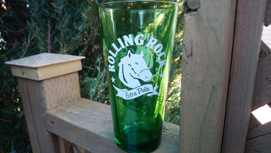 Large Rolling Rock Extra Pale Collectible Green Heavy Beer Glass, Pint Barware Vintage Barware, Glassware Drinking Glass