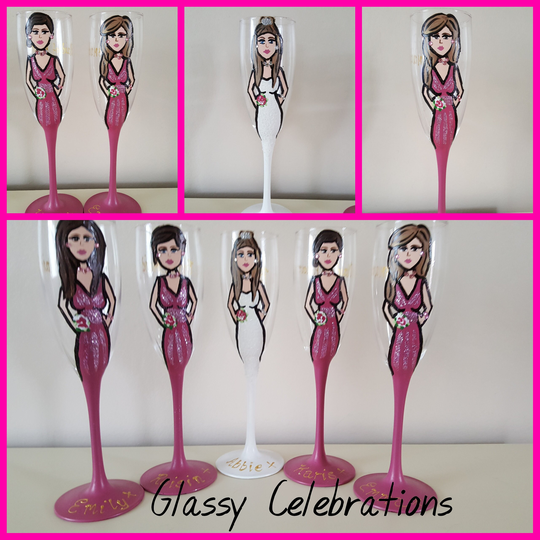 Hand Painted Glass For Bride Or Bridesmaids