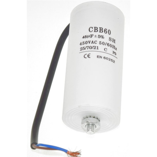 Universal 45UF Capacitor with 21cm Cable Connectors