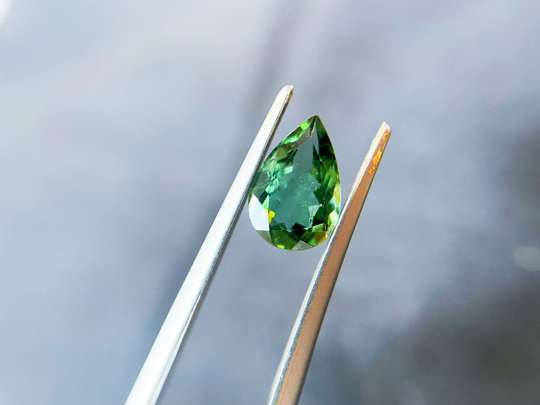 2.01 Ct - Natural Light Green Color Tourmaline, Drop Shape Loose Stone For Jewelry Making